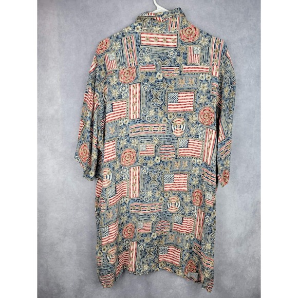 Pierre Cardin 1XLT American Flag Print Short Sleeve Button Up Shirt Men's - Picture 2 of 7